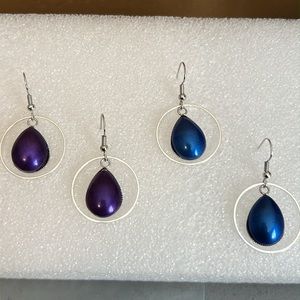 24023 Purple and Navy teardrop earrings